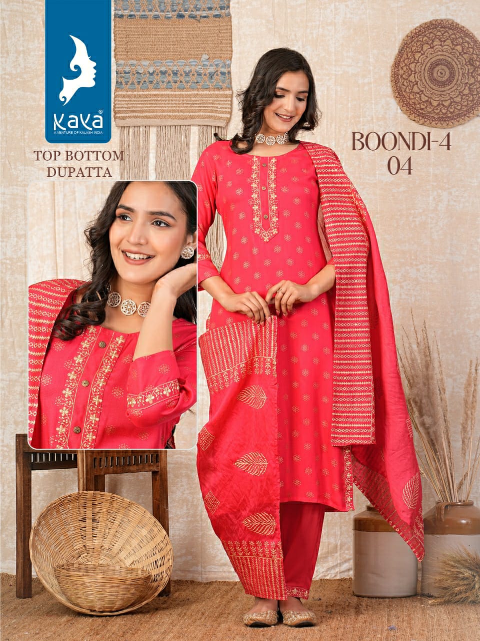 Boondi 4 By Kaya Straight Cut Rayon Printed Kurti With Bottom Dupatta Wholesalers In Delhi
